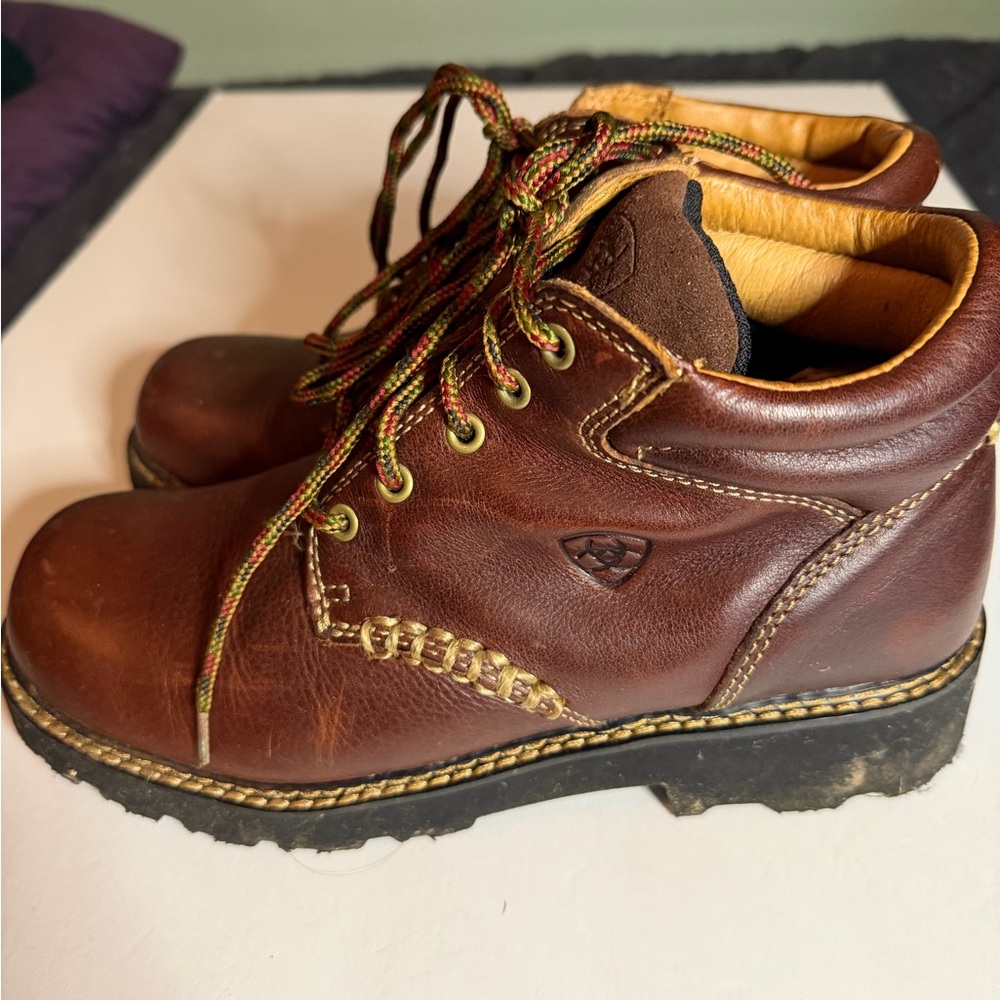 Ariat Women's Brown Leather Lace Up Boots Size 9 - Picture 3 of 7